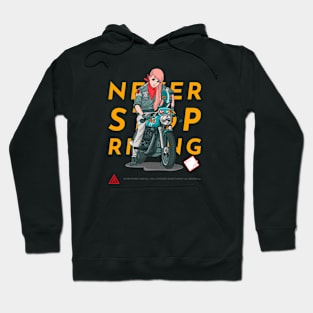 Never Stop Riding Anime Woman Hoodie